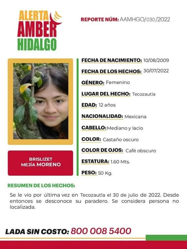 Emiten Alerta Amber Por Menor Desaparecida En Pueblo M Gico De Hidalgo