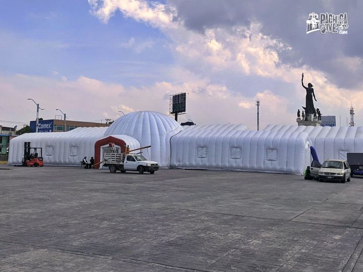 Así luce el hospital inflable instalado en Pachuca para enfrentar al coronavirus