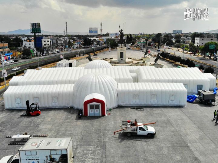 Así luce el hospital inflable instalado en Pachuca para enfrentar al coronavirus