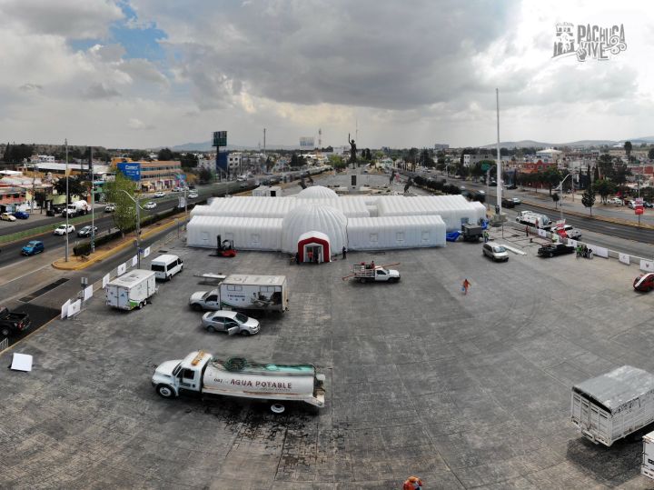 Así luce el hospital inflable instalado en Pachuca para enfrentar al coronavirus