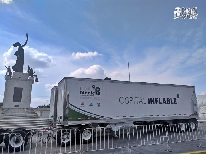 Así luce el hospital inflable instalado en Pachuca para enfrentar al coronavirus