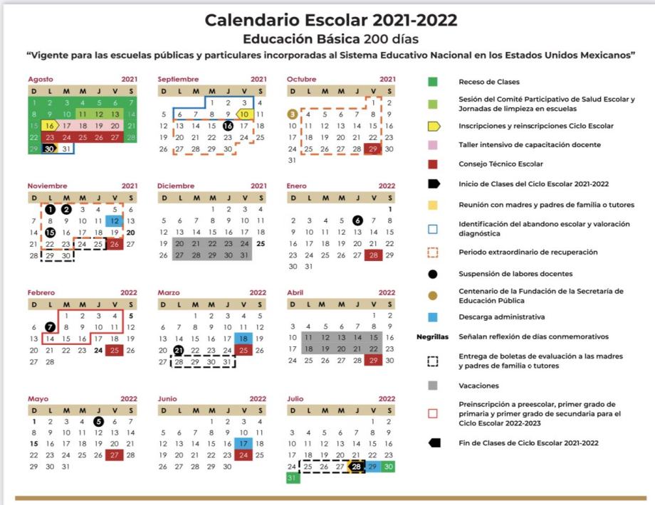 Inició el ciclo escolar 2021-2022; este es el calendario con días de clases y suspensiones