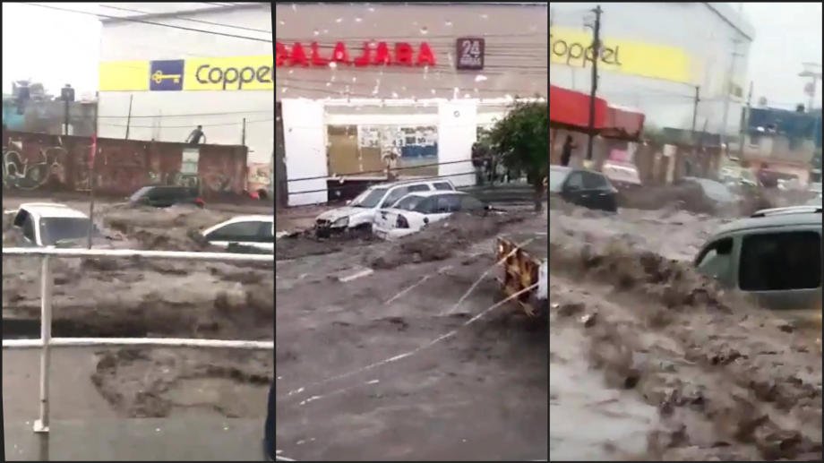 #Video: Lluvia convierte avenidas en ríos y vehículos son arrastrados en Ecatepec