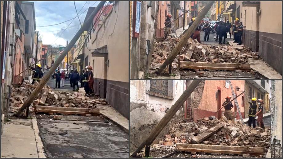 Otra más, se desploma barda en el centro de Pachuca