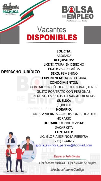 Vacantes para trabajar en Pachuca con sueldos de hasta 22 mil pesos