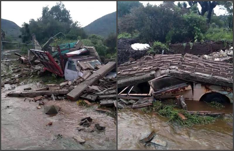 #Fotos: Bardas y árboles colapsados, autos dañados, socavones: las afectaciones en Pachuca por el clima