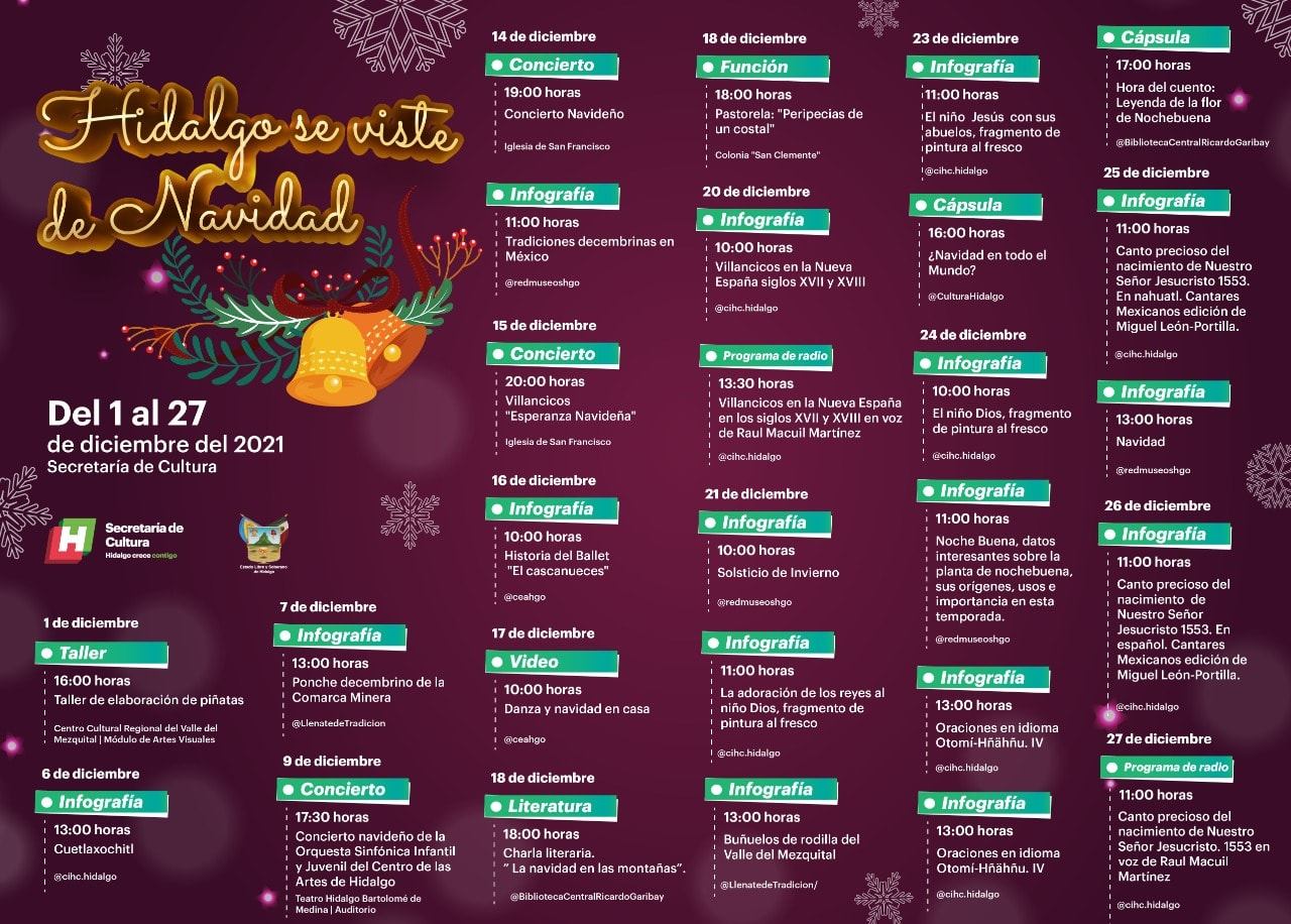 Habrá festival de Navidad con conciertos, pastorelas y ferro iluminado en Pachuca