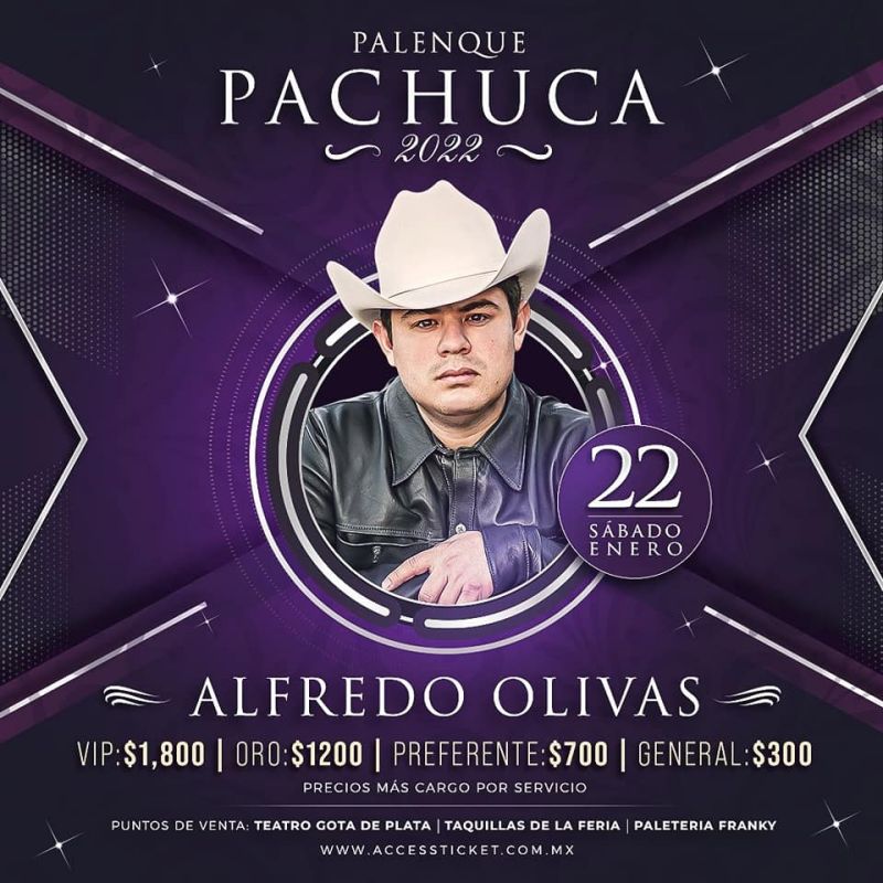 Alfredo Olivas y Julión Álvarez se presentarán en el palenque de Pachuca