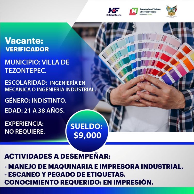 Ofrecen empleos de impresión cerca de Pachuca, con sueldos de $9,000