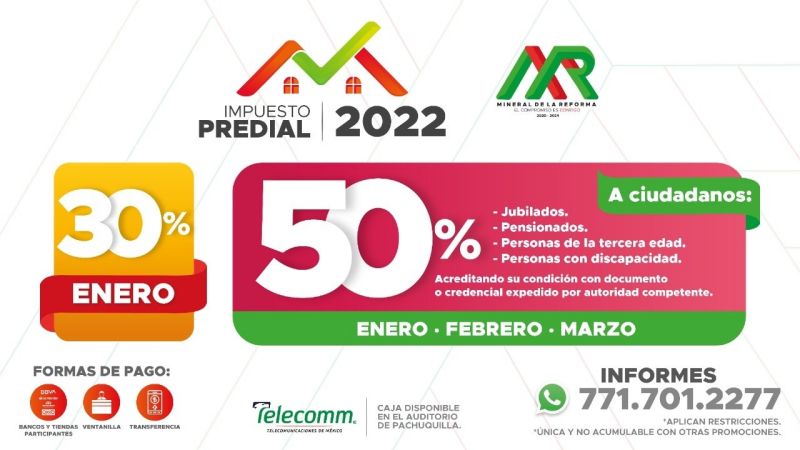 Descuentos y beneficios por pagar el predial en enero en Pachuca y Mineral de la Reforma