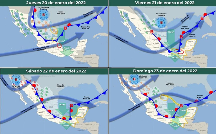 Llegan frente frío y tormenta invernal; pronostican caída de aguanieve en el centro del país