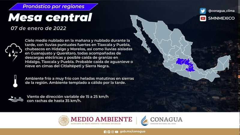 Pronostican ambiente muy frío, heladas y posible caída de granizo en Hidalgo