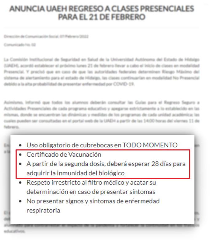 Universidades de Pachuca piden certificado de vacunación; así lo puedes obtener