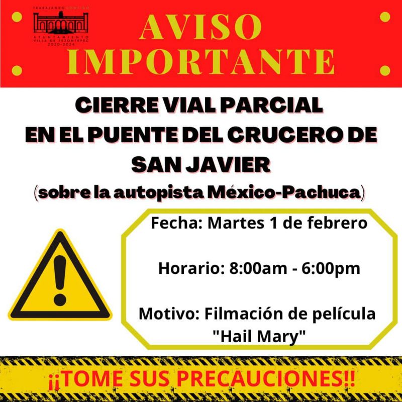 Filman película en Hidalgo: cierres viales en la México-Pachuca y en Zapotlán