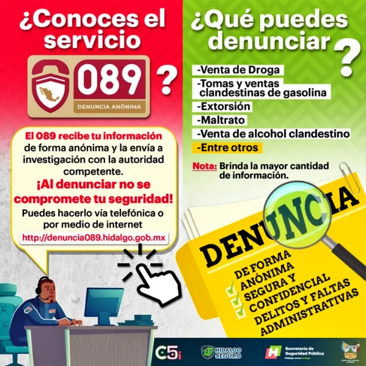 Servicio telefónico de denuncia, ¿qué puedes reportar al 089?