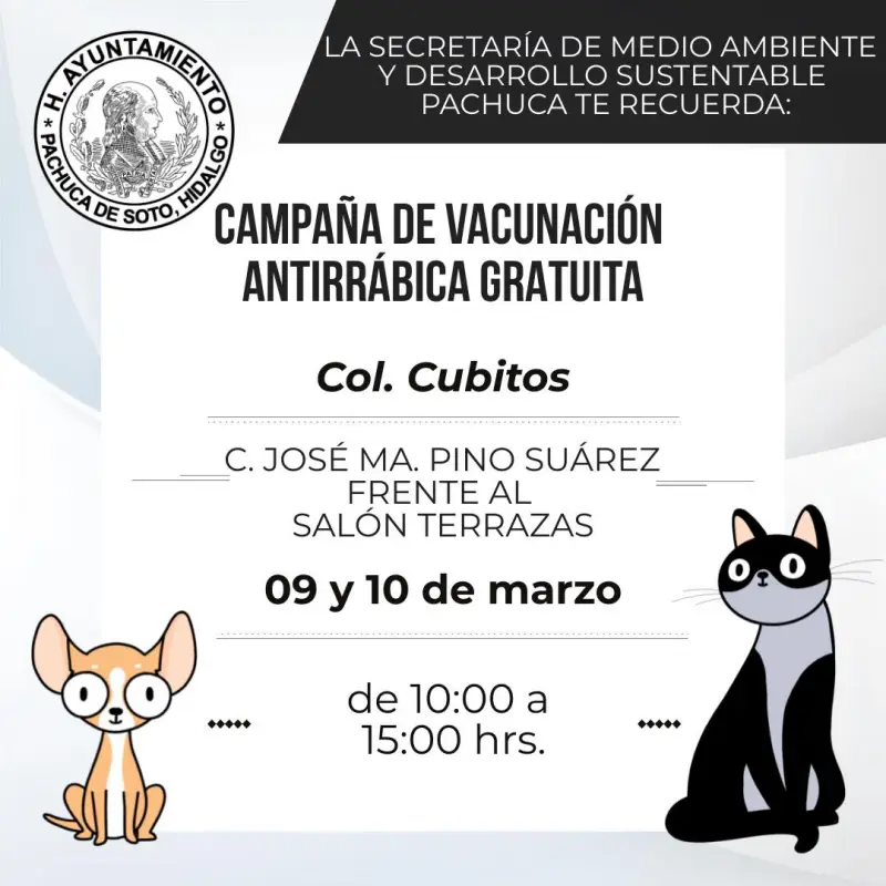 Arranca campaña antirrábica gratuita en Pachuca; lleva a tus mascotas a estas sedes