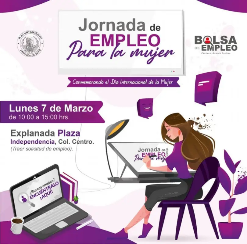 Realizarán Jornada de Empleo para la Mujer en Pachuca