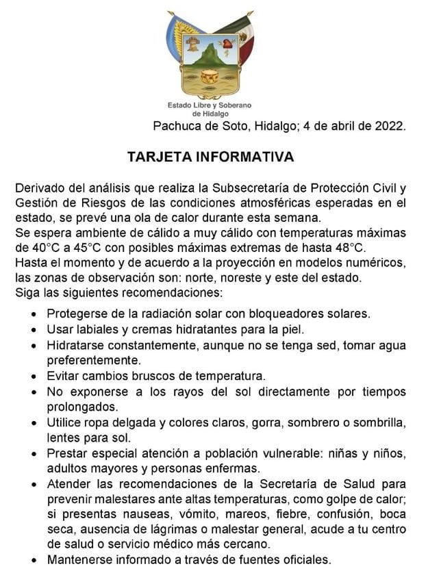 Calorón y radiación UV extrema esta semana: hasta 48 grados en Hidalgo