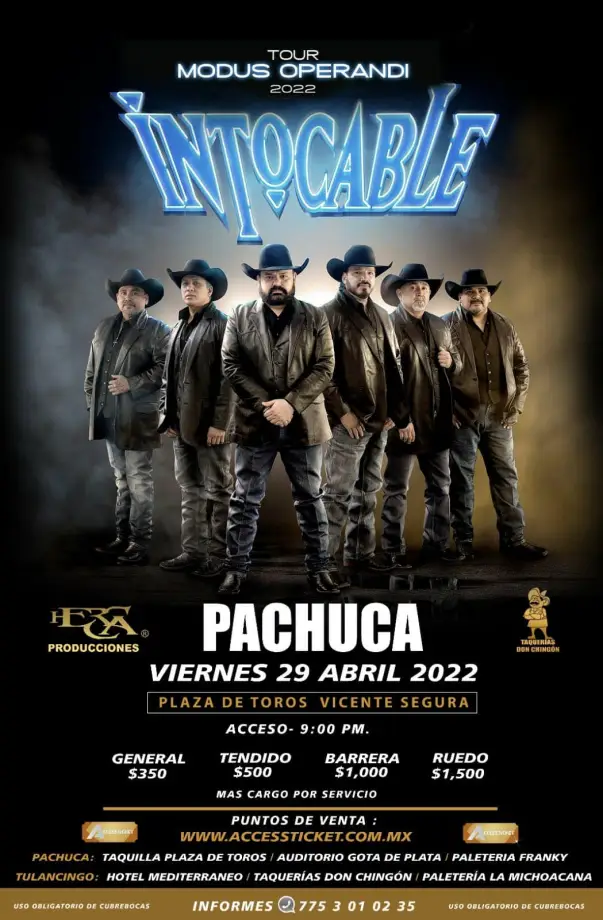 #Concierto: Intocable se presentará en la Plaza de Toros de Pachuca, este mes