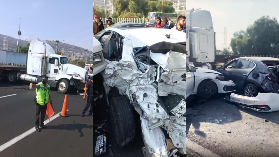 Fuerte choque provoca caos en la autopista México-Pachuca (video)