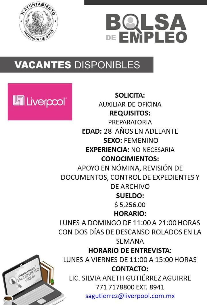 Ofrecen empleos en Pachuca con sueldos de hasta 27 mil pesos