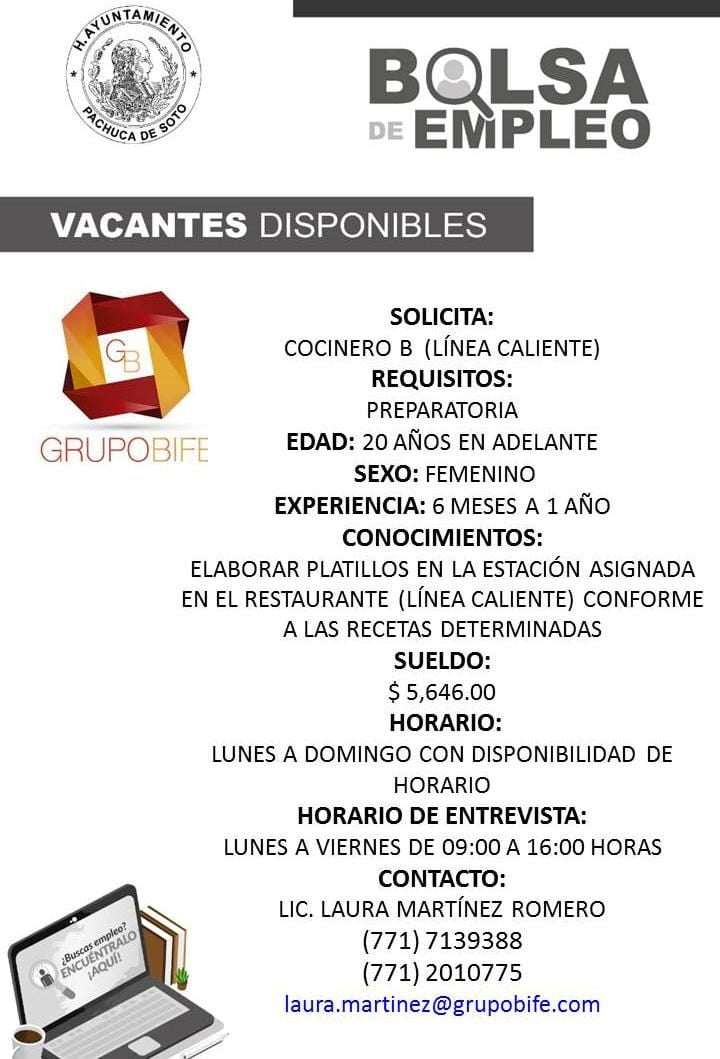 Ofrecen empleos en Pachuca con sueldos de hasta 27 mil pesos