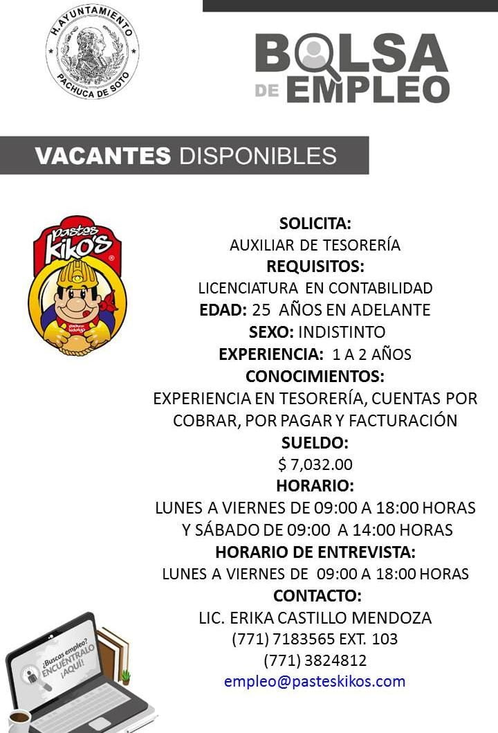 Ofrecen empleos en Pachuca con sueldos de hasta 27 mil pesos