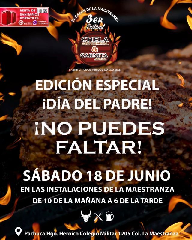 A disfrutar chela y carnita asada en su tercer festival en Pachuca; edición Día del Padre