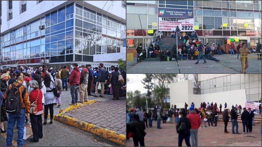 Manifestantes cierran calles y bloquean Palacio de Gobierno en Pachuca