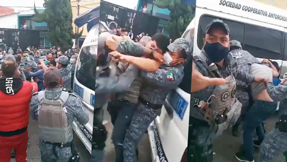 Así fue el enfrentamiento entre civiles y policías estatales en Pachuca (fotos y video)