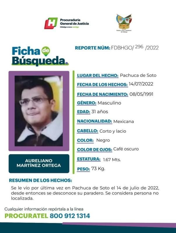 ¿Lo has visto? Lleva una semana desaparecido; fue visto por última vez en Pachuca