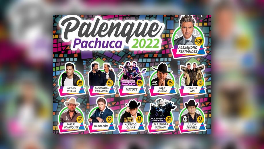 Cartel oficial: estos artistas estarán en el Palenque de la Feria Pachuca 2022