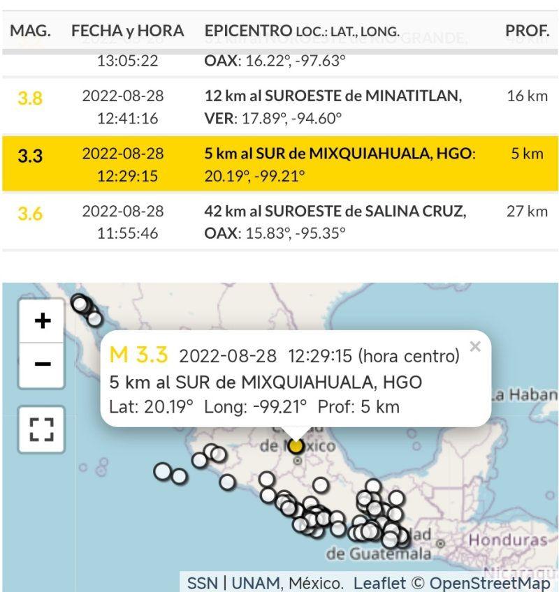 Se movió el suelo este domingo en Hidalgo: sismo con epicentro en Mixquiahuala