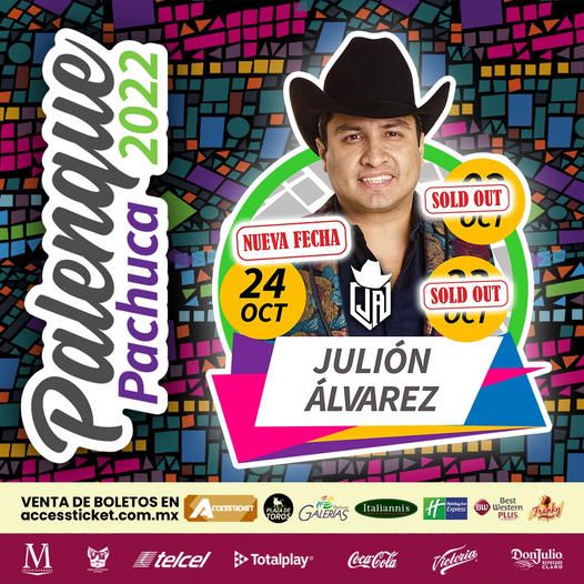 Abren tercera fecha de Julión Álvarez para el Palenque de la Feria de Pachuca