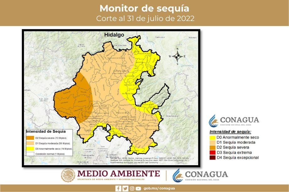 Hidalgo sufre sequía en 83 municipios; 13 están en situación severa