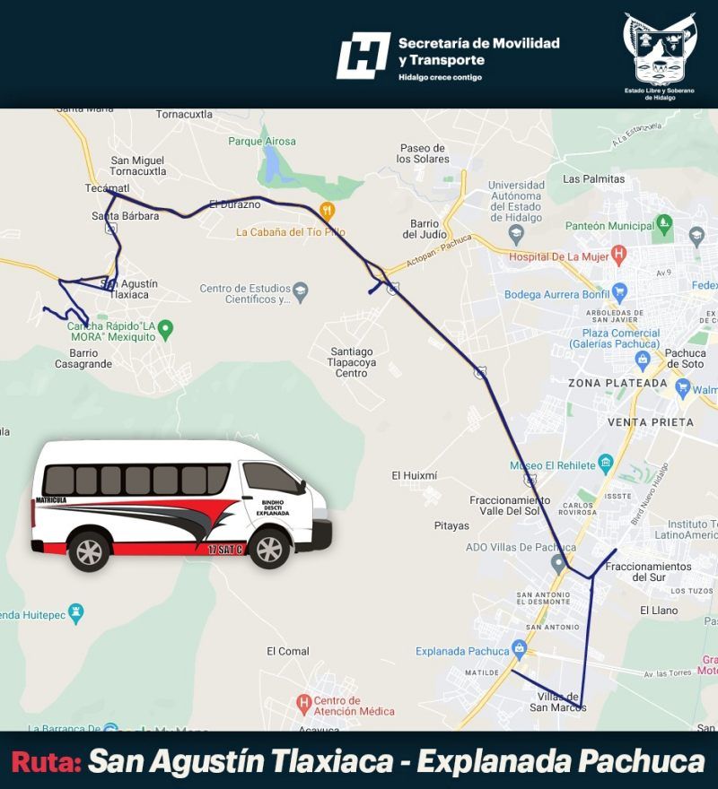 Hay nueva ruta de transporte en la zona metropolitana de Pachuca: Tlaxiaca-Explanada