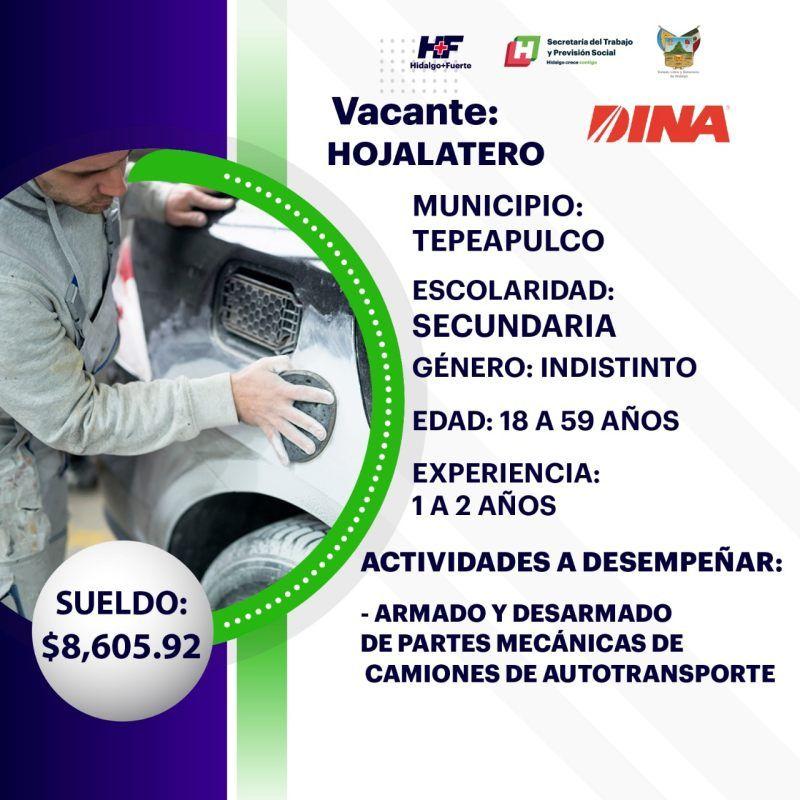 Empresa Dina ofrece empleos en Hidalgo con sueldos de hasta $22,000