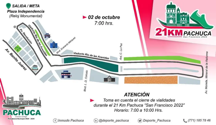 Habrá cierre de calles en Pachuca por el medio maratón de la feria