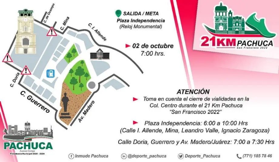 Habrá cierre de calles en Pachuca por el medio maratón de la feria