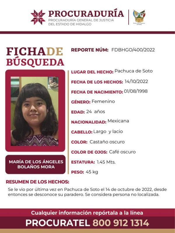 Tiene 24 años y desapareció en Pachuca; piden ayuda para encontrarla