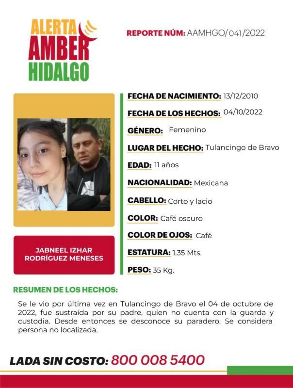 Alerta Amber: dos menores fueron sustraídas en Hidalgo