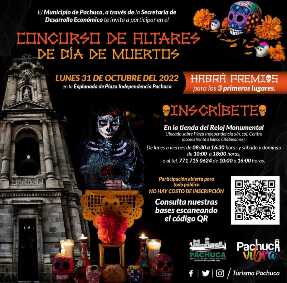 ¡Participa! Convocan a concurso de altares de Día de Muertos en el Reloj de Pachuca