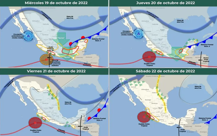 Así se ve el Frente Frío 4 sobre Pachuca