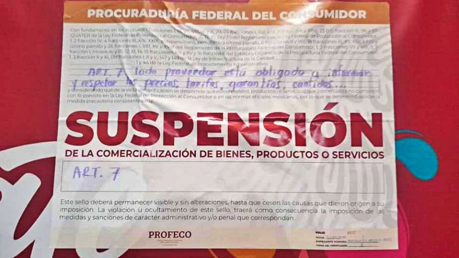 Profeco coloca sellos de suspensión en la Feria de Pachuca