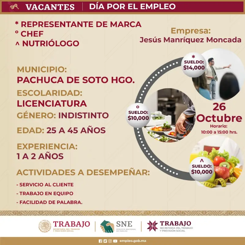 Ofrecerán empleos en Pachuca con sueldos de $10,000 a $14,000