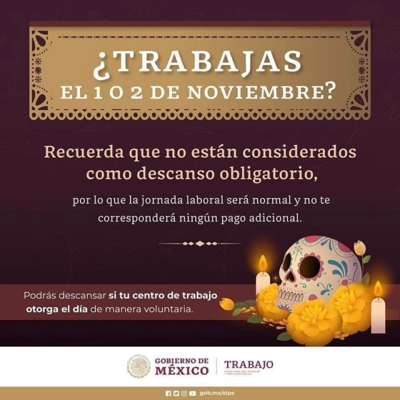 ¿El 2 de noviembre es día de descanso obligatorio?