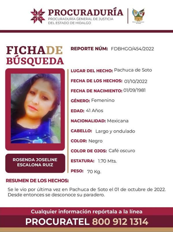 Alerta de búsqueda en Pachuca: mujer lleva dos meses desaparecida