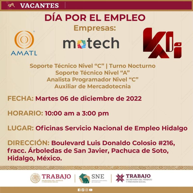 Ofrecerán vacantes en Pachuca con sueldos de casi $15,000