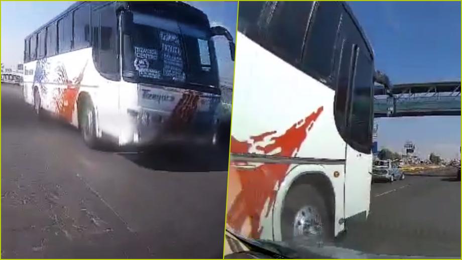 Captan a chofer de la línea México-Tizayuca aventando el autobús en el sur de Pachuca