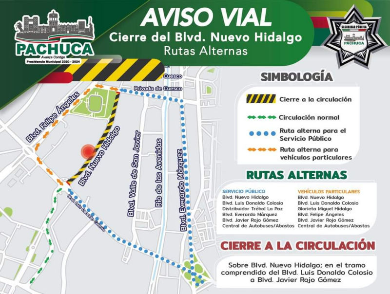 Cierran bulevar por colapso de barda perimetral en Pachuca